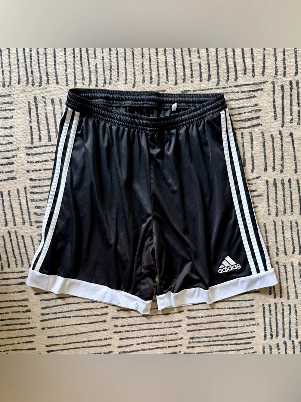 adidas Black Athletic Shorts with White Stripes